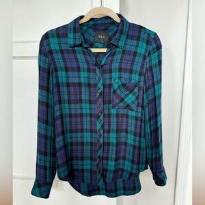Rails Blue & Black Plaid Long Sleeve Button Down Shirt